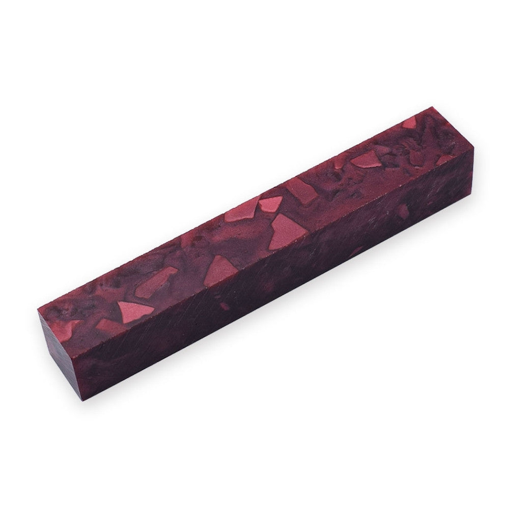 Pen blank - Acryl - 130x20x20 mm - Karminrot mit weißer Marmorierung - Pfeifenecke